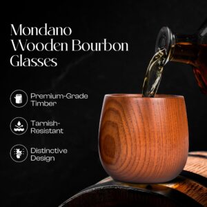 Mondano Wooden Bourbon Glasses Set, Old Fashioned Wooden Whiskey Glasses - Ideal Bourbon Gifts for Men and Whiskey Gifts for Men, Dad, or Brother - Perfect Gifts For Men Who Have Everything (2 Pack)