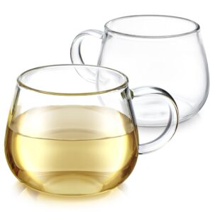 teabloom set of two premium borosilicate glass tea cups - 7 oz / 240 ml - stain-free and microwave safe - blossoms collection