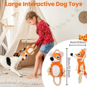 CIIVURR Interactive Dog Toys for Large Dogs, Plush Tug of War Dog Toy to Keep Them Busy, Squeaky Tough Dog Chew Toys for Boredom, Dog Teething Toys for Small, Medium & Large Dogs (Fox)