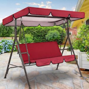 BTAKANPP Patio Swing Chair Canopy Replacement 3 Seat Outdoor Porch Swing Seat Canopy Cover Waterproof Windproof Anti-UV Heavy Duty Rip Proof Garden Hammock Top Cover Garden Furniture (F)