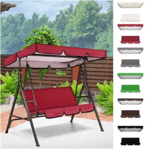 BTAKANPP Patio Swing Chair Canopy Replacement 3 Seat Outdoor Porch Swing Seat Canopy Cover Waterproof Windproof Anti-UV Heavy Duty Rip Proof Garden Hammock Top Cover Garden Furniture (F)