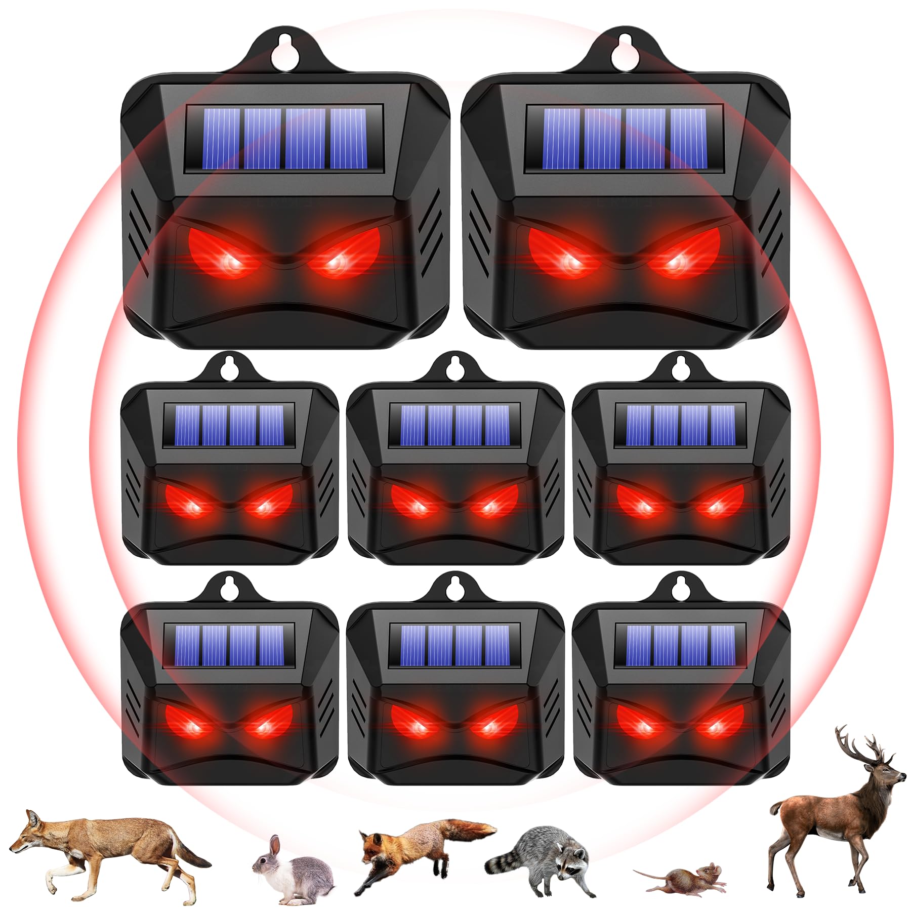 Solar Animal Repeller,8 Packs Upgraded Coyote Deterrent with Flashing Lights Deer Repellent Devices Predator Eyes for Raccoon Fox Skunk Predator Lights for Chicken Coop Yard Farm Predator Protection