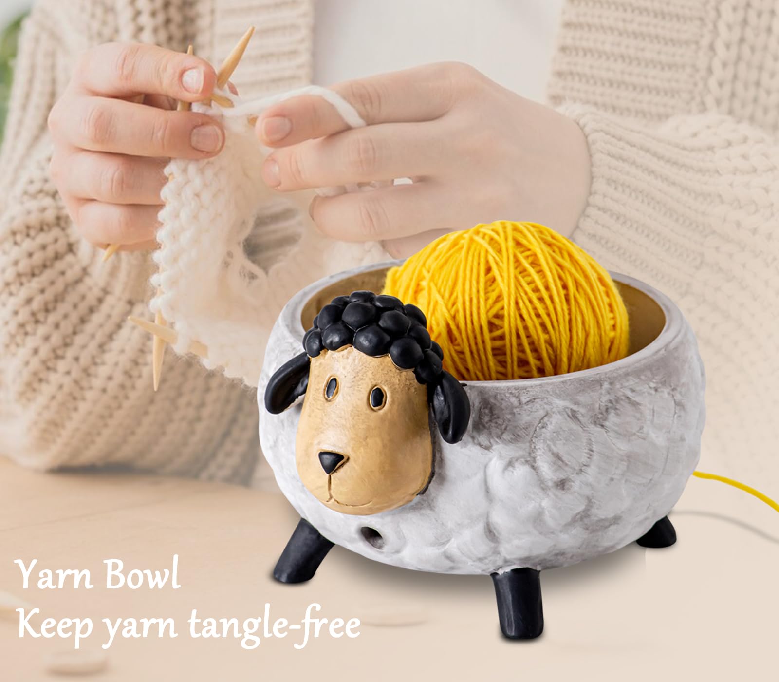 Sheep Yarn Bowls for Crocheting Resin Crochet Bowl Large Yarn Bowl for Knitting Durable Yarn Holder