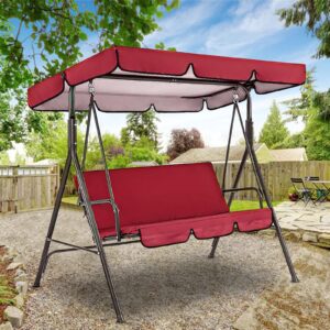 BTAKANPP Patio Swing Chair Canopy Replacement 3 Seat Outdoor Porch Swing Seat Canopy Cover Waterproof Windproof Anti-UV Heavy Duty Rip Proof Garden Hammock Top Cover Garden Furniture (F)