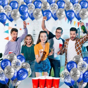 Seenelling 80 Pcs Thank You for All You Do, We Appreciate You Balloons Thank You Balloons for Customer Service Week Pastor Employee Appreciation Xmas Party(Blue, Silvery, Transparent Silver)