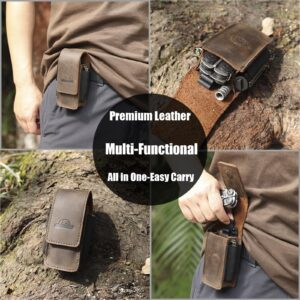 Topstache Leather Multitool Sheath for Belt - Multitool Holster for Belt - Multitool Pouch Fits Folding Tool - Magnetic Closure EDC Belt Organizer - EDC Belt Pouch - Multitool Holder, DarkBrown