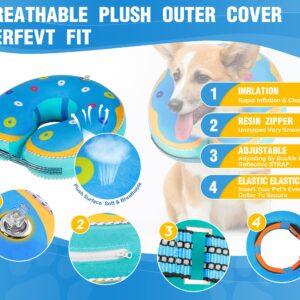 Znxiai Inflatable Reflective Dog Cone Collar Alternative After Surgery,Dog Neck Donut,Recovery Soft Protective E Collar,Adjustable,for Small Medium and Large Dog Cats (Blue, L)