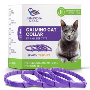 stablestone 4 pack calming collar for cats, cat calming collar, calming pheromone collar for cats, cat pheromone collar, cat calming collar for anxiety, efficient relieve anxiety stress (4 pack)