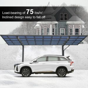 17x9x11 FT Outdoor Carport,Car Garage Shelter with Aluminum Metal Frame and Polycarbonate Panels,Heavy Duty Metal Carport Canopy,Weatherproof Single Side Garage Car Shelter Shade for,Car,Truck,Gray