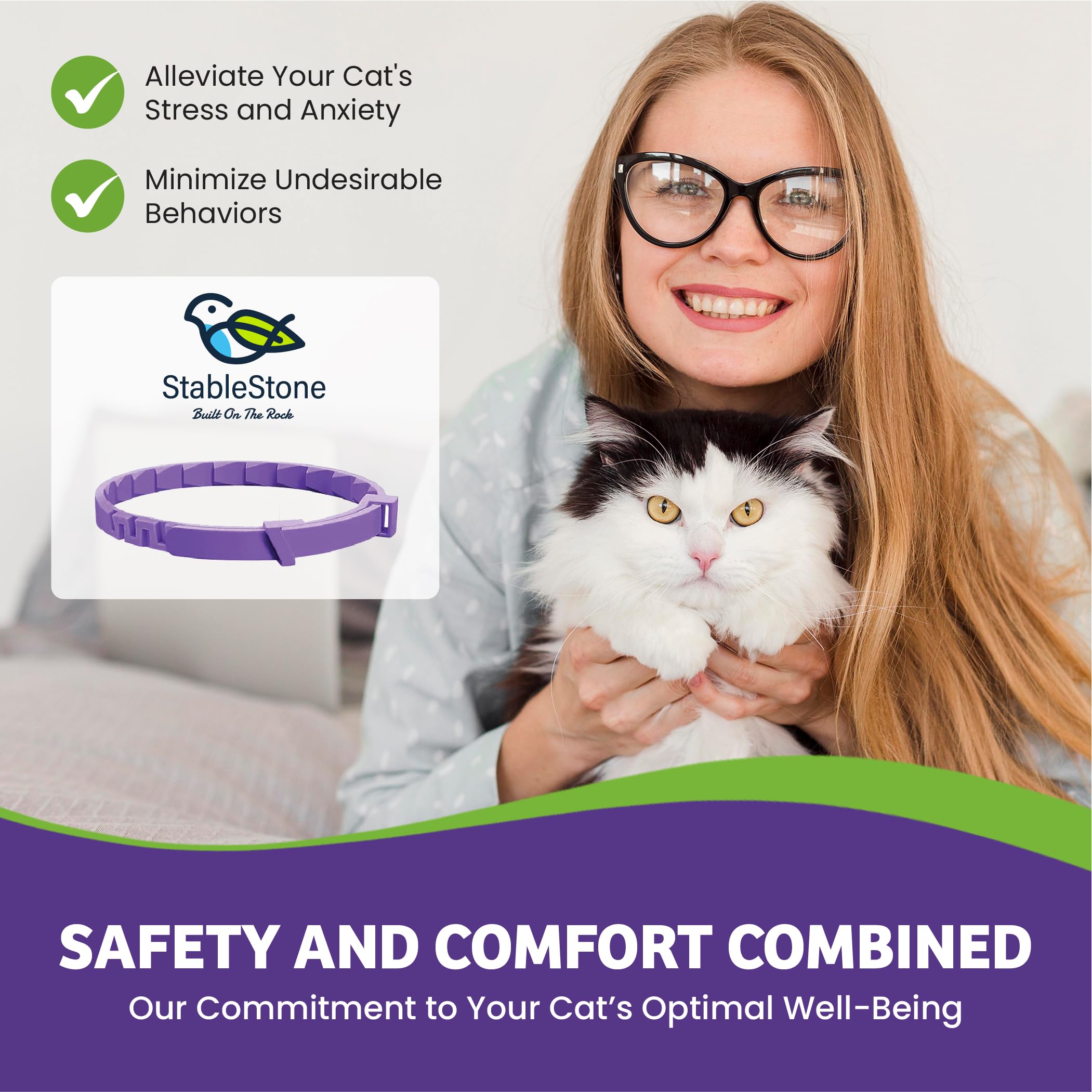 StableStone 4 Pack Calming Collar for Cats, Cat Calming Collar, Calming Pheromone Collar for Cats, Cat Pheromone Collar, Cat Calming Collar for Anxiety, Efficient Relieve Anxiety Stress (4 Pack)