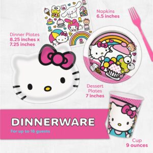 Hello Kitty Birthday Decorations & Party Supplies | Hello Kitty Plates and Napkins, Cups, Tablecloth, Forks, Sticker | Serves 16 Guests | Officially Licensed