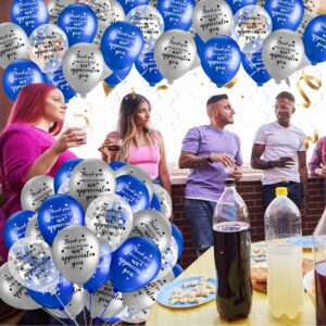 Seenelling 80 Pcs Thank You for All You Do, We Appreciate You Balloons Thank You Balloons for Customer Service Week Pastor Employee Appreciation Xmas Party(Blue, Silvery, Transparent Silver)