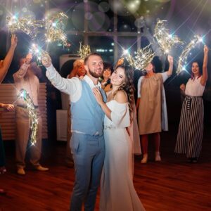 Simgoing 200 Pcs Lighted Wedding Wands LED Tinsel Wedding Wands Light up Wedding Streamers for Wedding Send Off and Exits Baby Shower Birthday Party Favors (Champagne Tinsel)