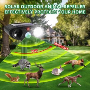 Ultrasonic Animal Repellent Outdoor Solar Animal Repeller with Motion Sensor&LED Strobe Light Cat Deterrent Outdoor Deer Repellent Device to Scare Squirrel Raccoon Dog Skunk Repellent for Yard (4)