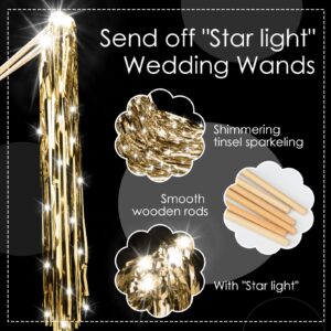 Simgoing 200 Pcs Lighted Wedding Wands LED Tinsel Wedding Wands Light up Wedding Streamers for Wedding Send Off and Exits Baby Shower Birthday Party Favors (Champagne Tinsel)