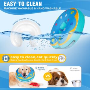 Znxiai Inflatable Reflective Dog Cone Collar Alternative After Surgery,Dog Neck Donut,Recovery Soft Protective E Collar,Adjustable,for Small Medium and Large Dog Cats (Blue, L)