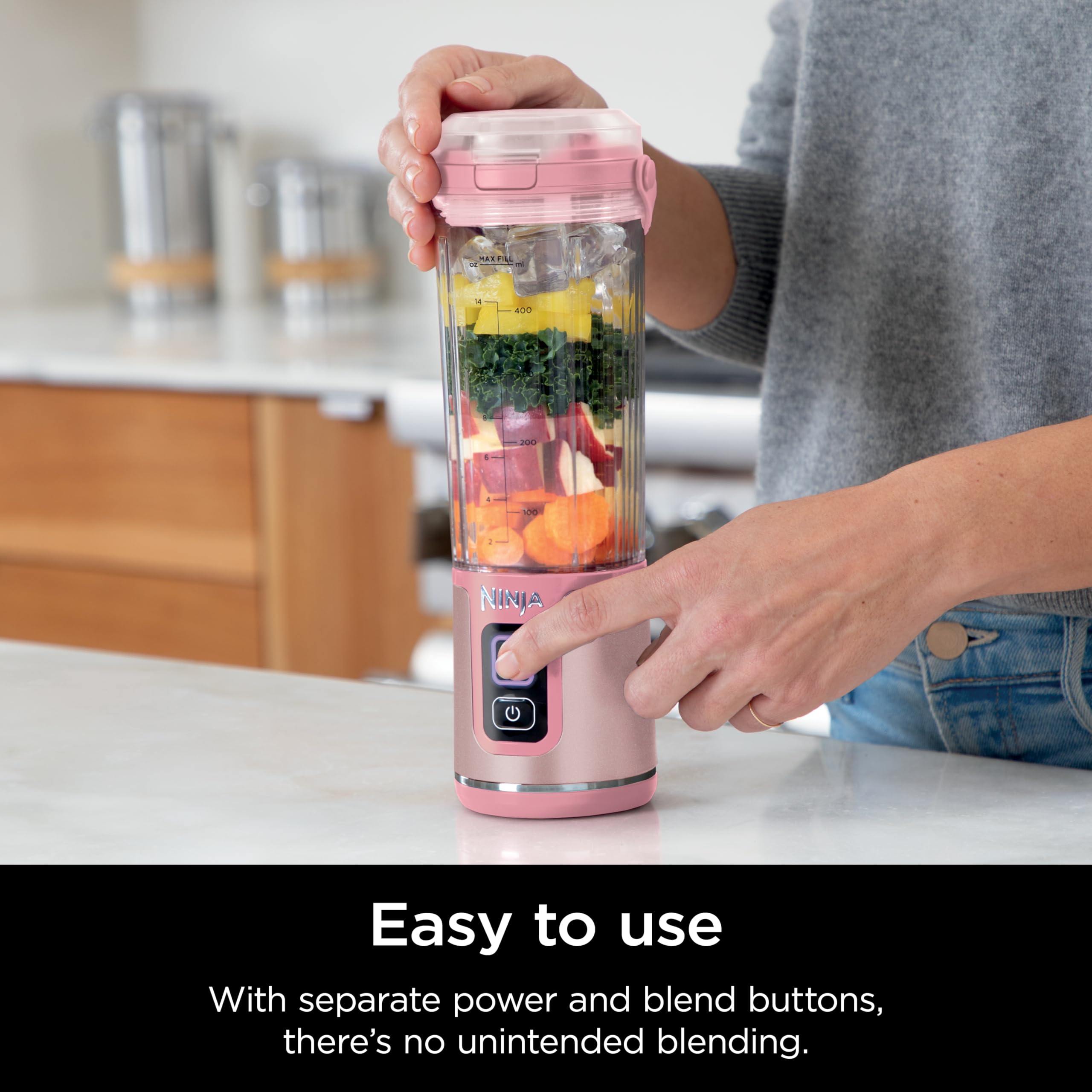 Ninja Blast Portable Blender, Cordless, 18oz. Vessel, Personal Blender For-Shakes and Smoothies, BPA Free, Leakproof-Lid and Sip Spout, USB-C Rechargeable, Dishwasher Safe Parts, Tinted Pink, BC151PK