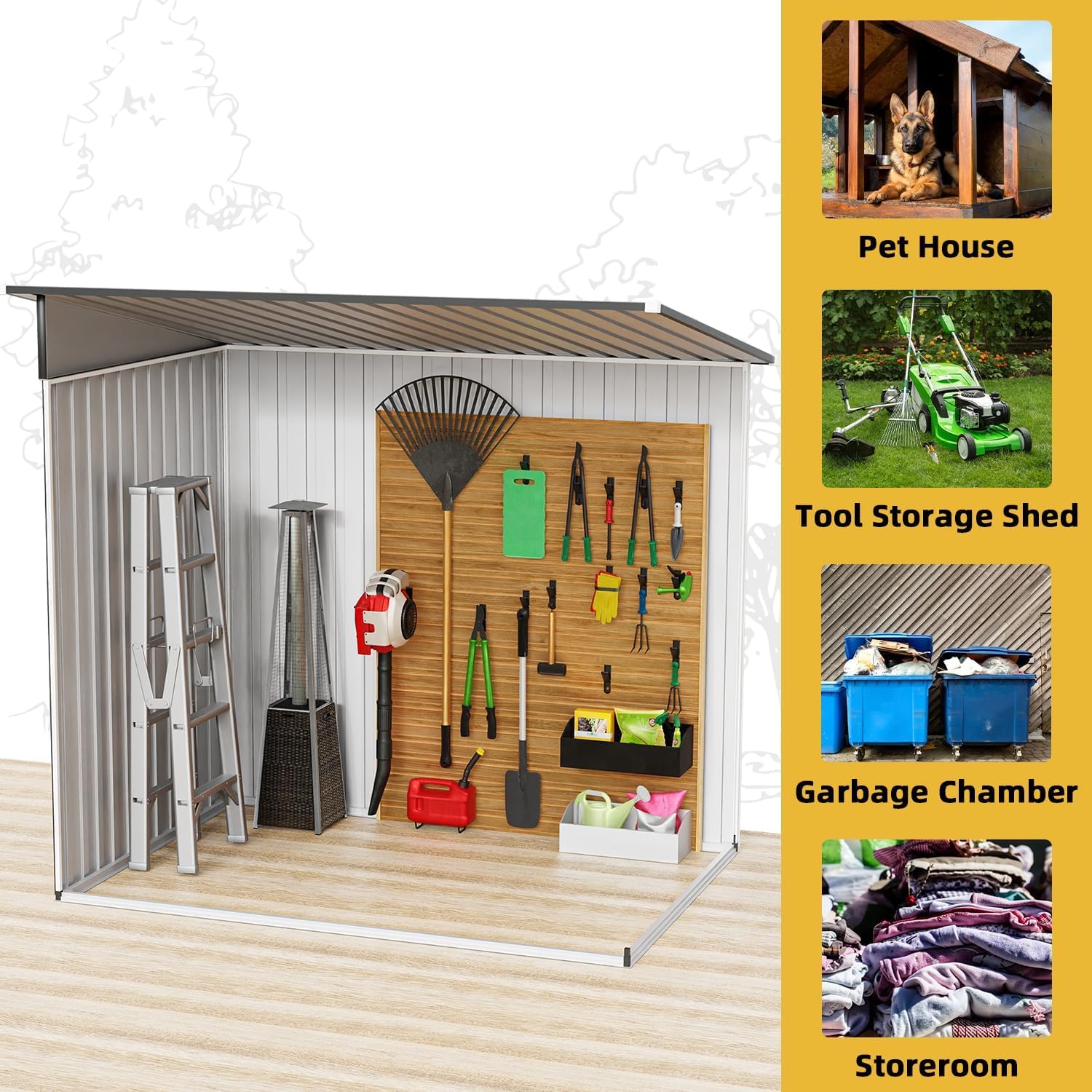 GRAVFORCE 4 x 6 FT Outdoor Storage Shed, Garden Tool Shed with Lockable Door, Storage Houses for Outside, Large Metal Storage Sheds for Bike, Patio Lawn, Backyard