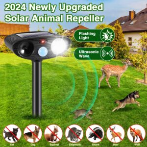 Ultrasonic Animal Repellent Outdoor Solar Animal Repeller with Motion Sensor&LED Strobe Light Cat Deterrent Outdoor Deer Repellent Device to Scare Squirrel Raccoon Dog Skunk Repellent for Yard (4)