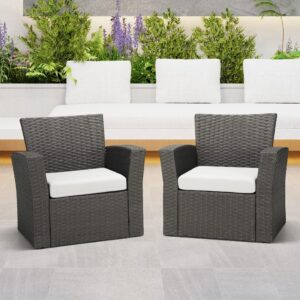 WestinTrends Solace Outdoor Patio Furniture Seat Chair Square Cushions Set of 2, 20" x 19", White