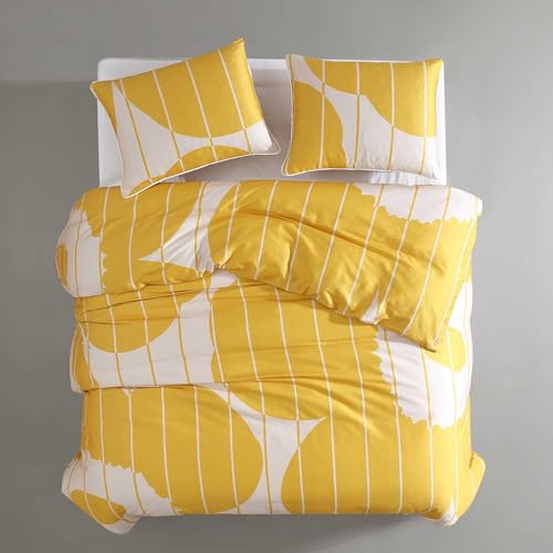 Marimekko - Queen Duvet Cover Set, Super Soft Organic Bedding, Casual Home Decor (Vesi Unikko Yellow, Queen)