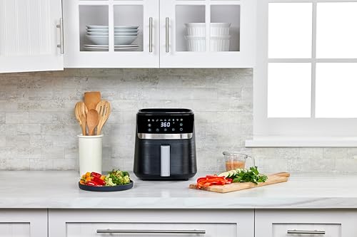 BLACK+DECKER Purify 4QT Air Fryer, Timer with Auto Shut-off and Shake Reminder, Digital LED Touchscreen and 9 Presets, 1300W up to 400 F, Dishwasher Safe Parts