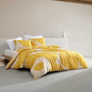 Marimekko - Queen Duvet Cover Set, Super Soft Organic Bedding, Casual Home Decor (Vesi Unikko Yellow, Queen)