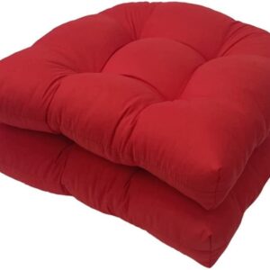 AALLYN Patio Chaise Lounger Cushion 2 Pack Chair Pads for Sofa Overstuffed Fade Resistant Tufted Seat Cushion Patio Furniture Cushions for Wicker Chair(Color:Red)