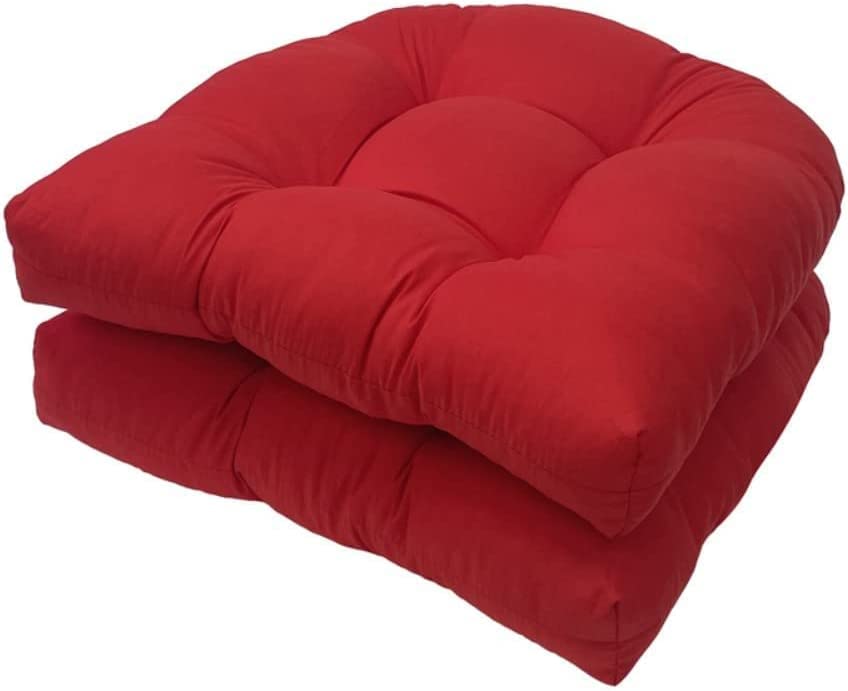 AALLYN Patio Chaise Lounger Cushion 2 Pack Chair Pads for Sofa Overstuffed Fade Resistant Tufted Seat Cushion Patio Furniture Cushions for Wicker Chair(Color:Red)