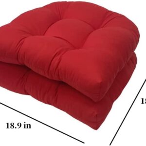 AALLYN Patio Chaise Lounger Cushion 2 Pack Chair Pads for Sofa Overstuffed Fade Resistant Tufted Seat Cushion Patio Furniture Cushions for Wicker Chair(Color:Red)