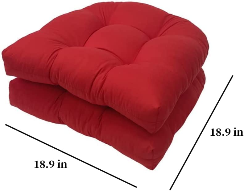 AALLYN Patio Chaise Lounger Cushion 2 Pack Chair Pads for Sofa Overstuffed Fade Resistant Tufted Seat Cushion Patio Furniture Cushions for Wicker Chair(Color:Red)