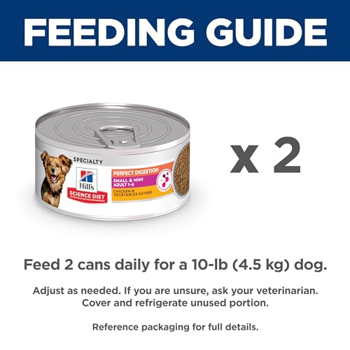 Hill's Science Diet Perfect Digestion, Adult 1-6, Small & Mini Breeds Digestive Support, Wet Dog Food, Chicken & Vegetables Loaf, 5.8 oz Can, Case of 24