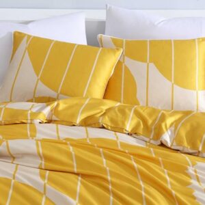 Marimekko - Queen Duvet Cover Set, Super Soft Organic Bedding, Casual Home Decor (Vesi Unikko Yellow, Queen)