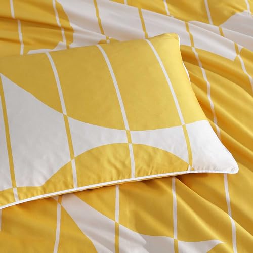 Marimekko - Queen Duvet Cover Set, Super Soft Organic Bedding, Casual Home Decor (Vesi Unikko Yellow, Queen)