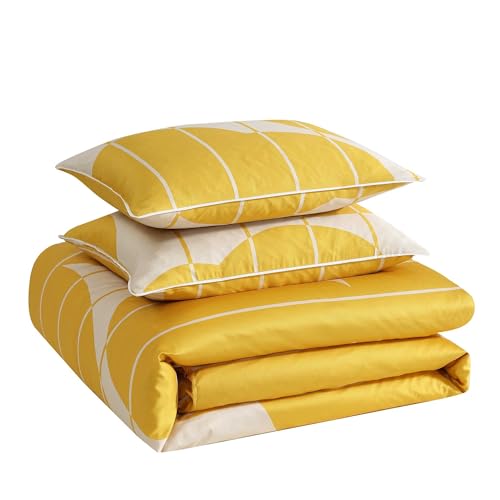 Marimekko - Queen Duvet Cover Set, Super Soft Organic Bedding, Casual Home Decor (Vesi Unikko Yellow, Queen)