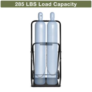 biosp Welding Cylinder Cart with Two 6'' Solid Rubber Wheels, Heavy Duty Torch Cart with 2 Hinges, 285 lbs Load Capacity Gas Oxygen Bottle Acetylene Tank Hand Truck, 41''H x 18.5''W x 10''D, Black