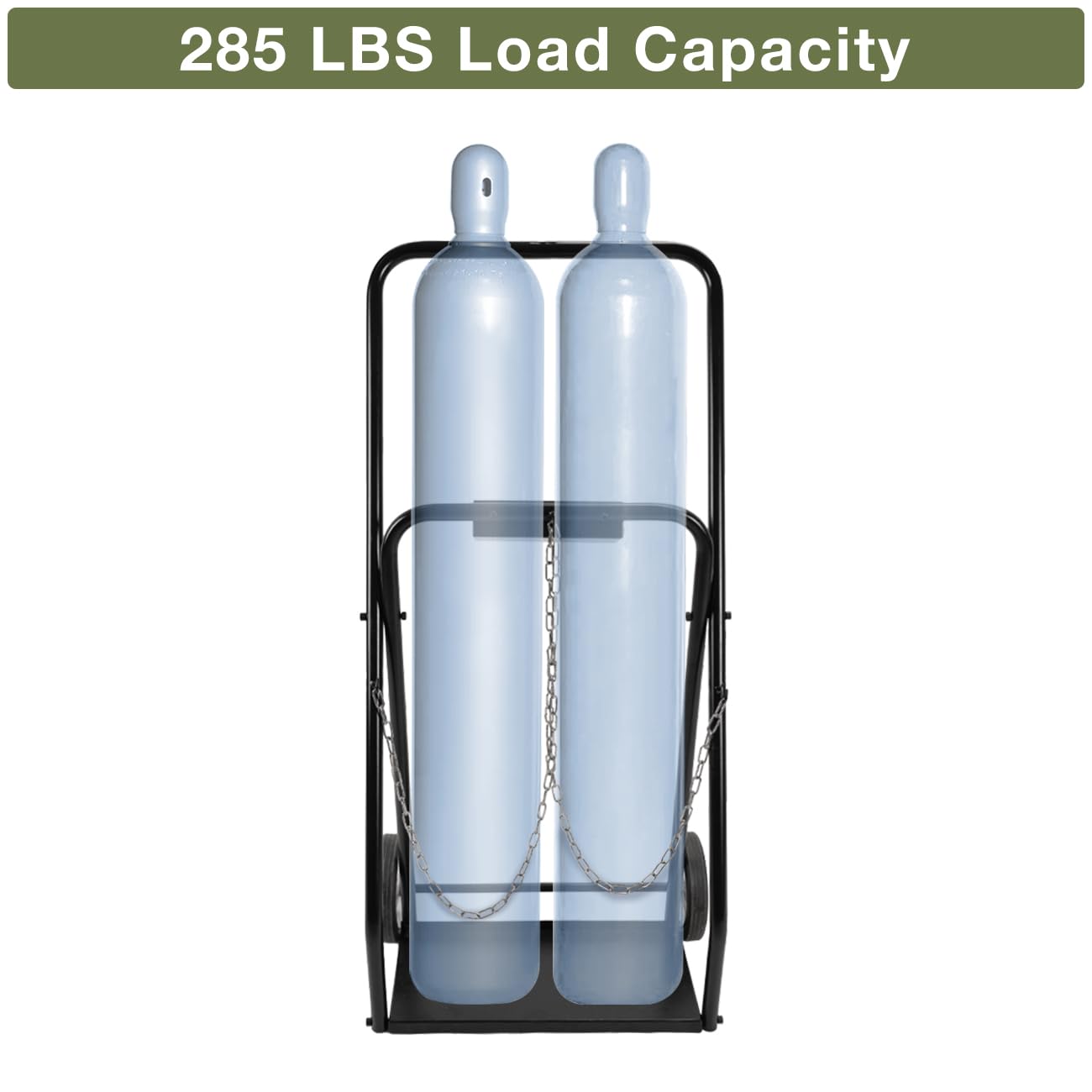 biosp Welding Cylinder Cart with Two 6'' Solid Rubber Wheels, Heavy Duty Torch Cart with 2 Hinges, 285 lbs Load Capacity Gas Oxygen Bottle Acetylene Tank Hand Truck, 41''H x 18.5''W x 10''D, Black