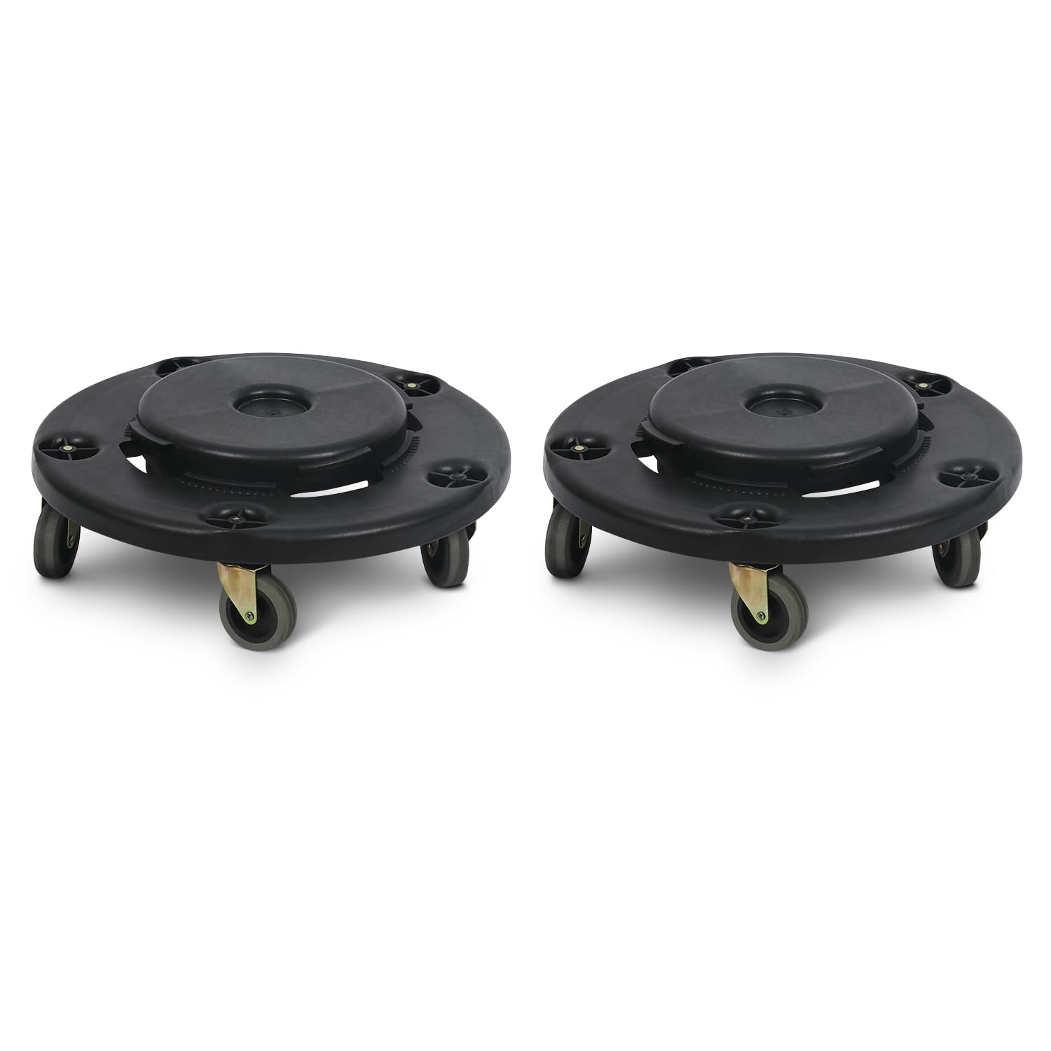 (2 Pack) 18" Trash Can Dolly with Wheels, Black Garbage Roller Base, Transports 20, 32, 44 and 55G Brute Containers