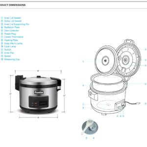 Commercial Rice Cooker Large Capacity Rice Cooker & Rice Warmer - Extra Large Rice Cooker 35 Cups Raw / 70 Cups Cooked Big Rice Cooker 35 Cups Raw Rice Cooker 70 Cups Cooked 120V/1500W, ETL Listed