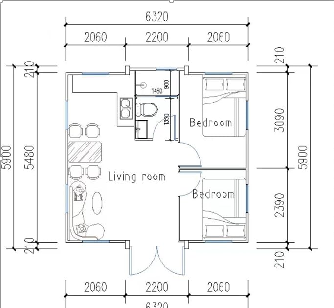 Prefabricated Stylish Expandable Home with 2 Rooms and 1 Bathroom & 1 Kitchen - Amazon prefab House - Folding House with Bathroom - Amazon Folding House, Foldable Tiny Home, Container Home 19 x 20 FT