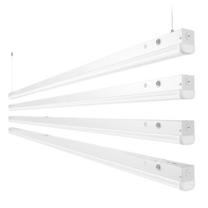 hyperlite 8ft led linear strip light fixture: 80/64/50w led shop lights 3500k/4000k/5000k cct selectable 1-10v dimmable ul listed 130lm/w commercial led shop lights for garage warehouse 4pack