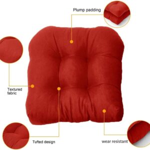 AALLYN Patio Chaise Lounger Cushion 2 Pack Chair Pads for Sofa Overstuffed Fade Resistant Tufted Seat Cushion Patio Furniture Cushions for Wicker Chair(Color:Red)