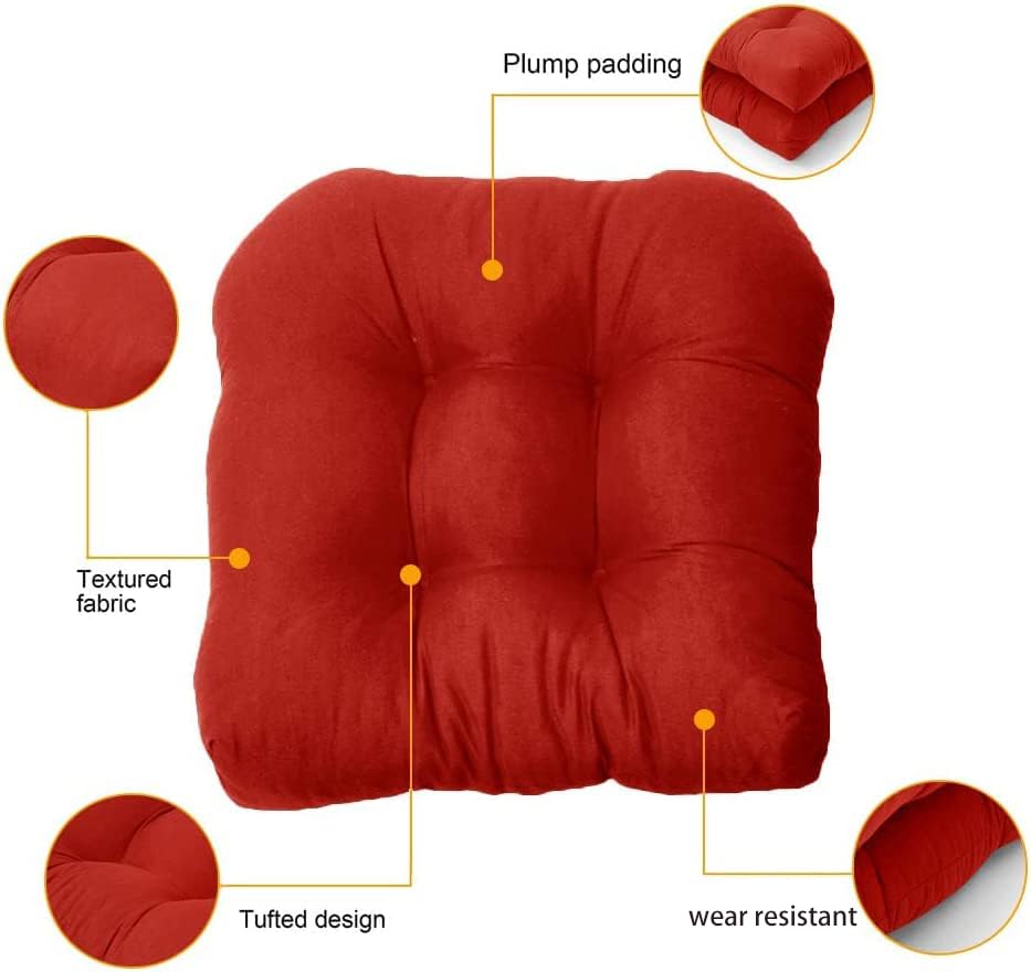 AALLYN Patio Chaise Lounger Cushion 2 Pack Chair Pads for Sofa Overstuffed Fade Resistant Tufted Seat Cushion Patio Furniture Cushions for Wicker Chair(Color:Red)