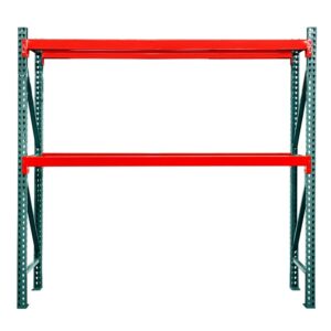 shelving inc. 48" d x 144" w x 96" h - 2-tier teardrop pallet rack starter unit, no decking, 6-1/4"h beams, weight capacity 7160lbs per level, evenly distributed