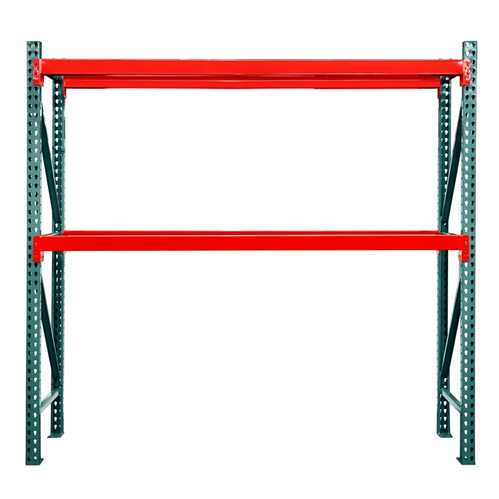 Shelving Inc. 48" d x 144" w x 96" h - 2-Tier Teardrop Pallet Rack Starter Unit, No Decking, 6-1/4"h Beams, Weight Capacity 7160lbs Per Level, Evenly Distributed