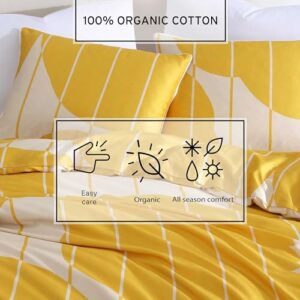 Marimekko - Queen Duvet Cover Set, Super Soft Organic Bedding, Casual Home Decor (Vesi Unikko Yellow, Queen)