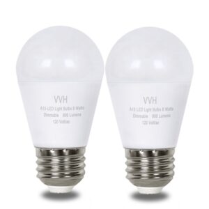 vvh 2 pack led refrigerator light bulb 60 watt equivalent,a15 light bulb e26, 8w daylight 5000k,800lm,for indoor and outdoor, ceiling fan, wall sconces,appliance bulb