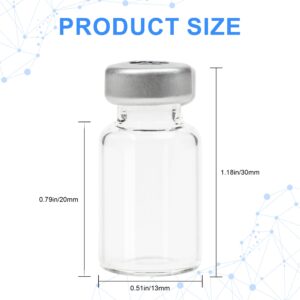 LZHNB 2ml Glass Vials for Injection, Self Healing Injection Port, Empty Transparent Sealed Vials 10Pcs. (2ml)