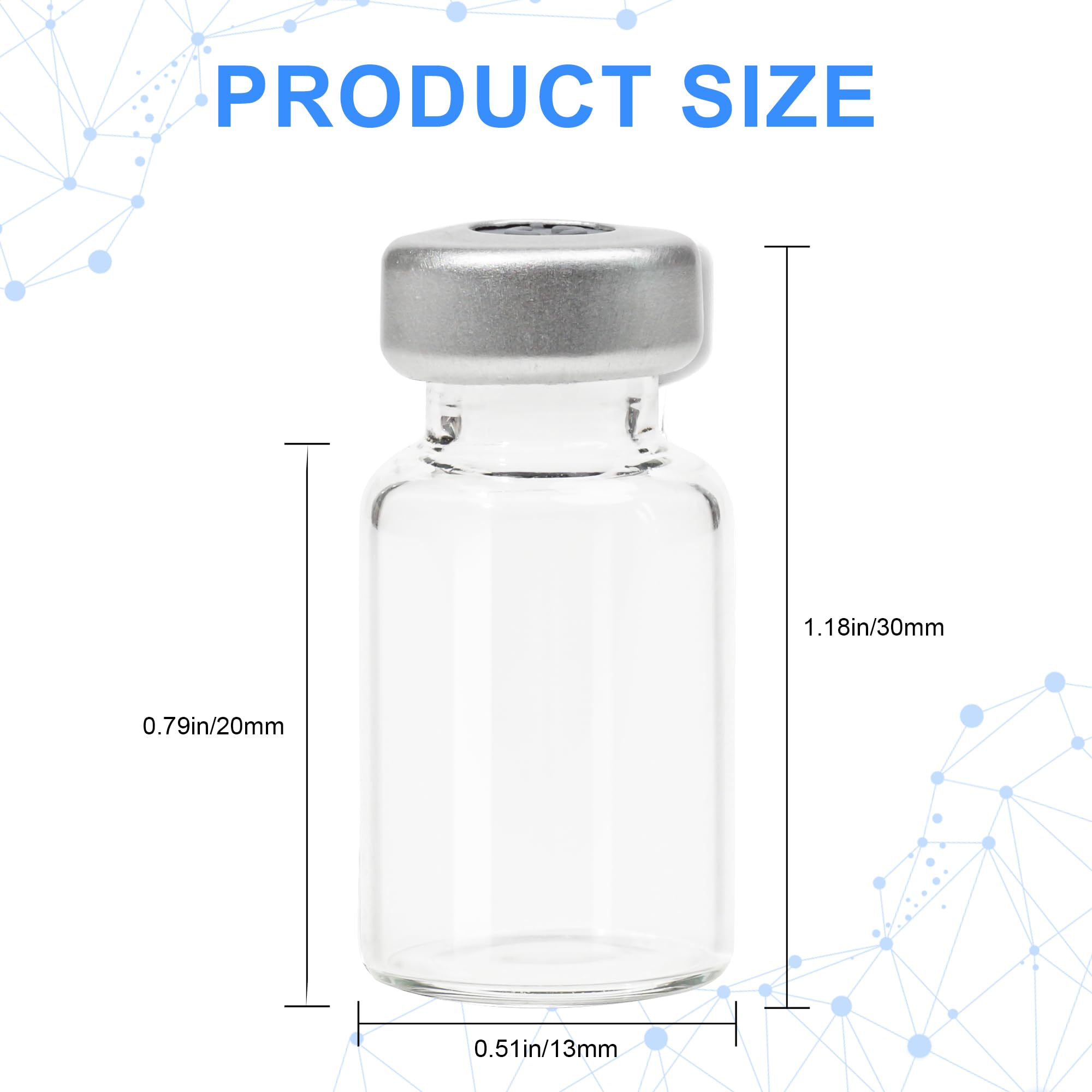 LZHNB 2ml Glass Vials for Injection, Self Healing Injection Port, Empty Transparent Sealed Vials 10Pcs. (2ml)