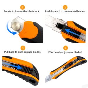 Generic Utility Knife with Blade Refill - Easy Switch for New Blades Auto Replacement, Safety Lock & Internal Storage with 5 Blades Refill, FM705020